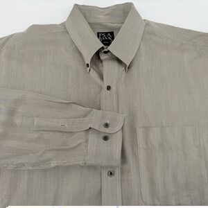 Jos A Banks Men's L Travelers Collection Cotton Herringbone Button Down Shirt